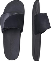FITORY Mens Slides Sandals, Comfort Adjustable Slippers with Arch Support for Beach Black Size 11